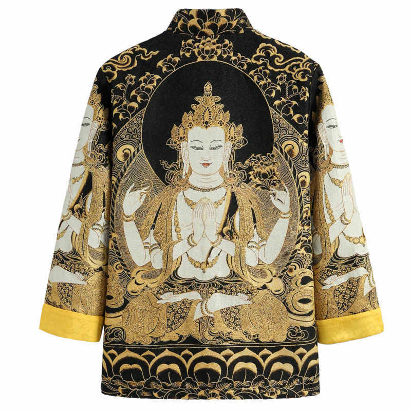 Giacca da uomo a maniche lunghe con bottoni a forma di rana Buddha Stones Avalokitesvara Guanyin - Image 2