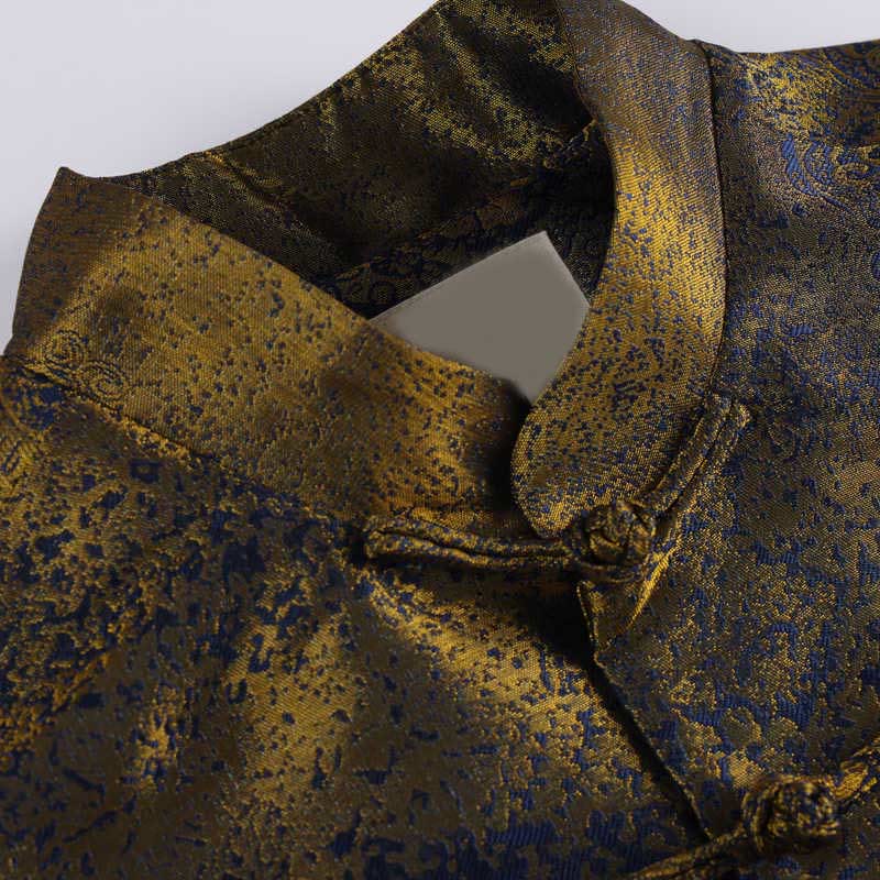 Giacca da uomo a maniche lunghe con bottoni a rana, tasche e motivo Buddha Stones Golden Desert Blue Flowers - Image 5