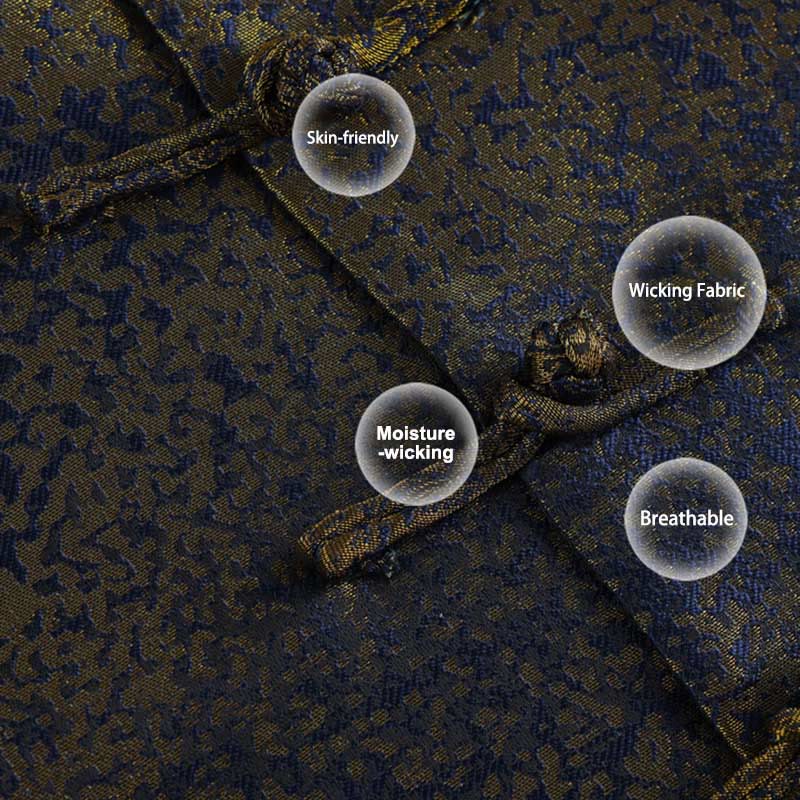 Giacca da uomo a maniche lunghe con bottoni a rana, tasche e motivo Buddha Stones Golden Desert Blue Flowers - Image 7