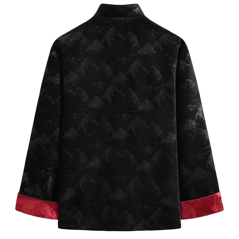 Giacca da uomo con camicia e tasche, realizzata a mano, con bottoni a forma di rana, motivo Buddha Stones, capodanno cinese, paesaggio - Image 4