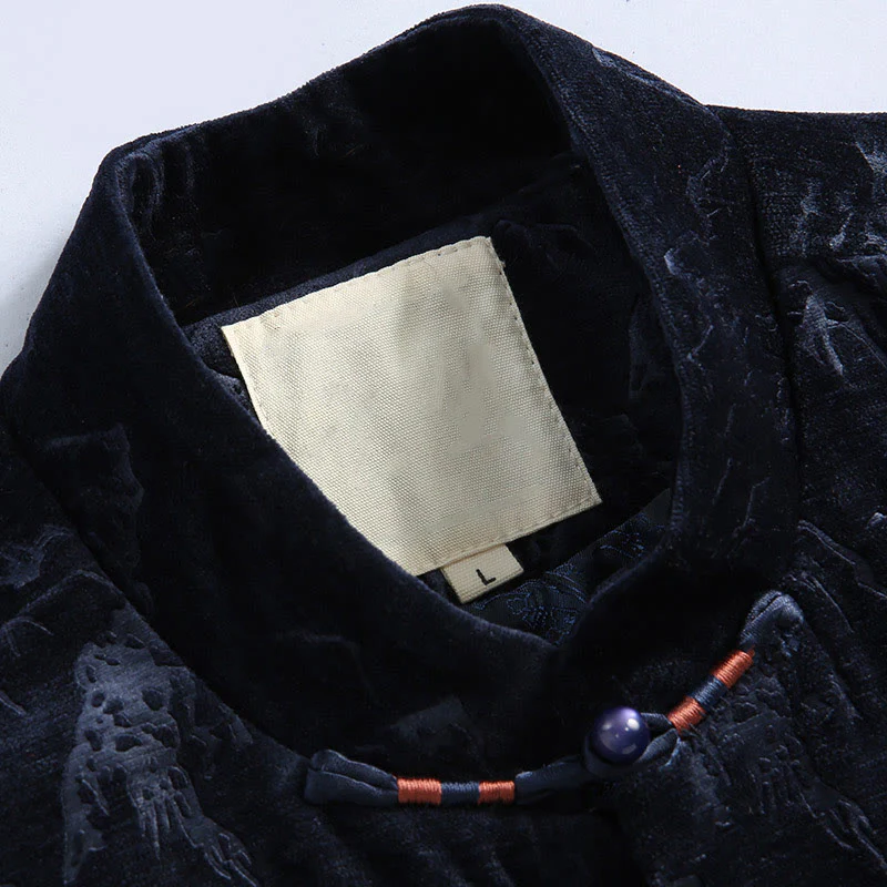 Giacca da uomo con camicia e tasche, realizzata a mano, con bottoni a forma di rana, motivo Buddha Stones, capodanno cinese, paesaggio - Image 7