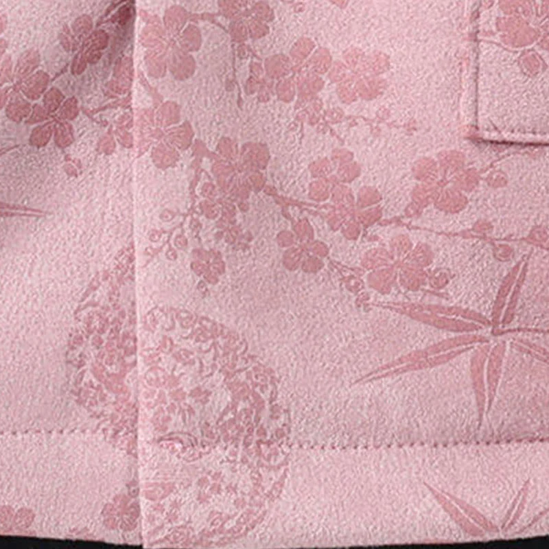 Giacca da uomo in cotone a maniche lunghe con bottoni a rana in bambù e jacquard Buddha Stones Fall con tasche - Image 18