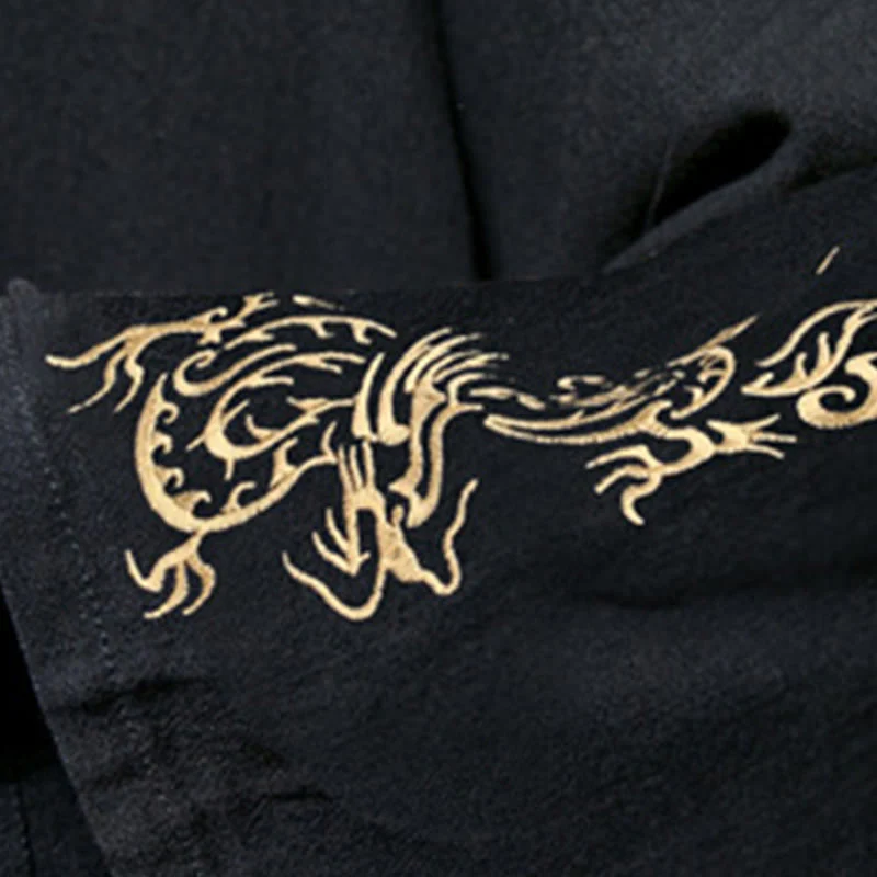 Giacca da uomo in cotone con maniche lunghe e apertura frontale, motivo Buddha Stones Dragon Phoenix - Image 8
