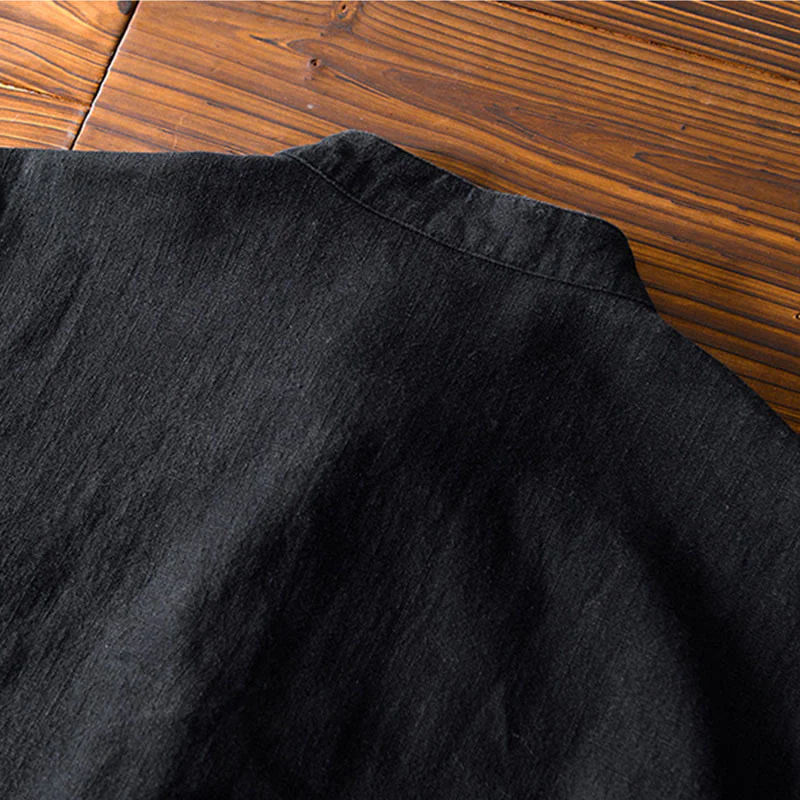 Giacca da uomo in lino e cotone con tasche, stile cinese Tang, con bottoni a rana Buddha Stones - Image 18