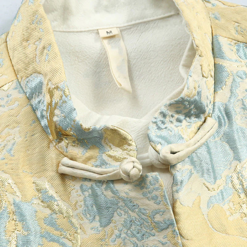 Giacca da uomo in jacquard con bottoni a forma di rana, con tasche, per abito cinese, motivo Buddha Stones - Image 3