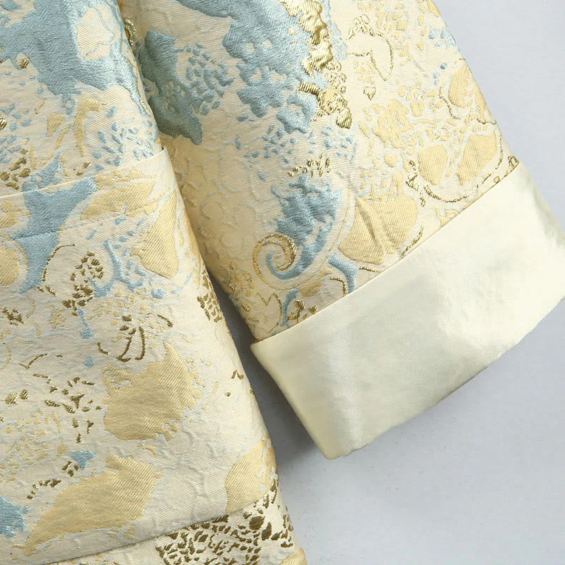Giacca da uomo in jacquard con bottoni a forma di rana, con tasche, per abito cinese, motivo Buddha Stones - Image 9