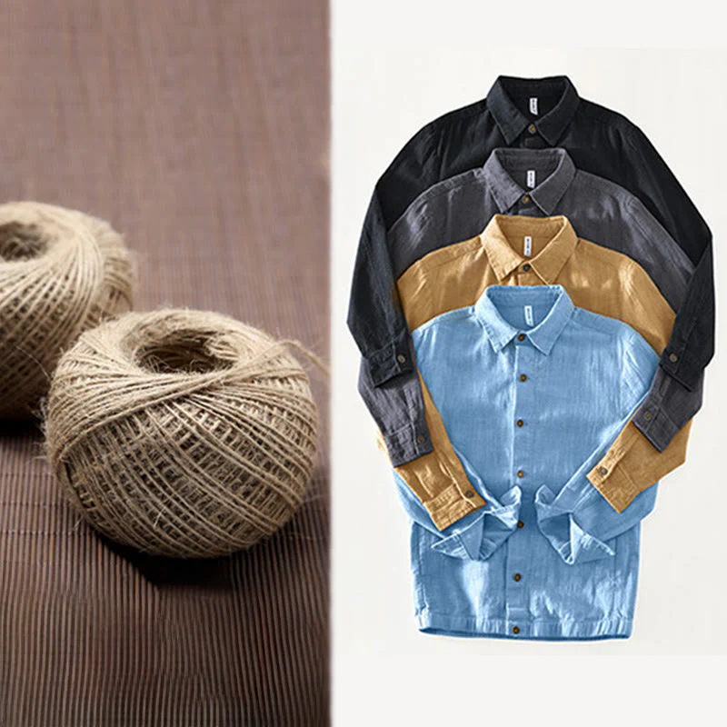 Giacca da uomo in lino ramia con maniche lunghe e tasche, modello Buddha Stones Commute, semplice e con bottoni - Image 28