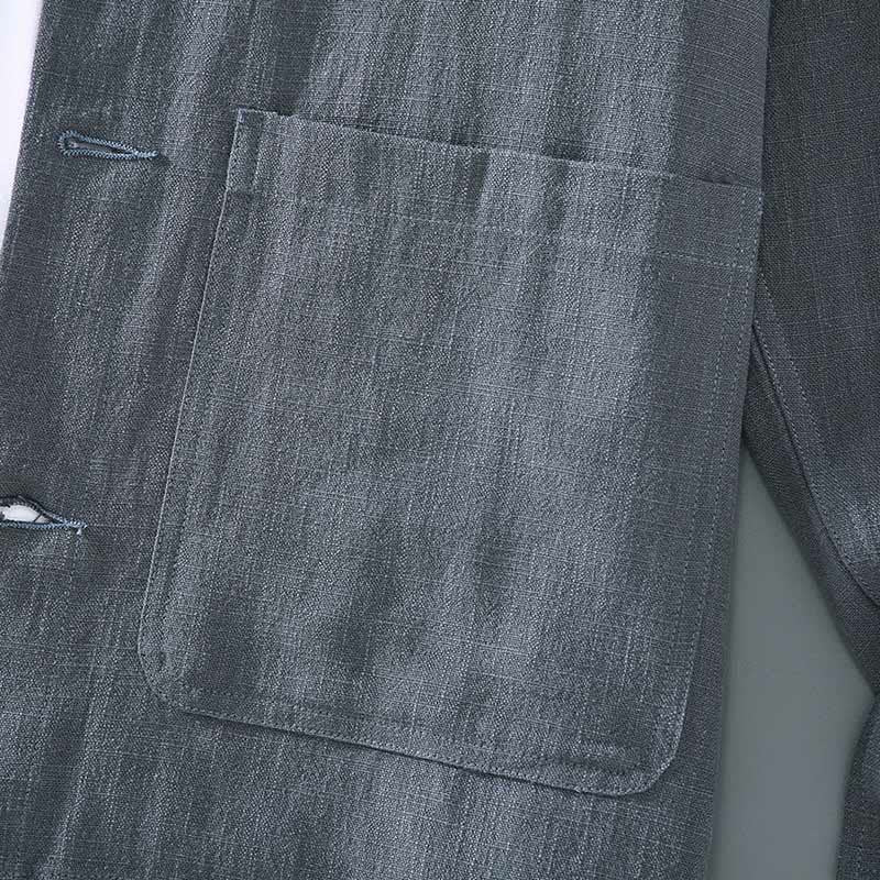 Giacca da uomo in lino ramiè con tasche, maniche lunghe, bottoni e revers, modello Buddha Stones Commute - Image 8