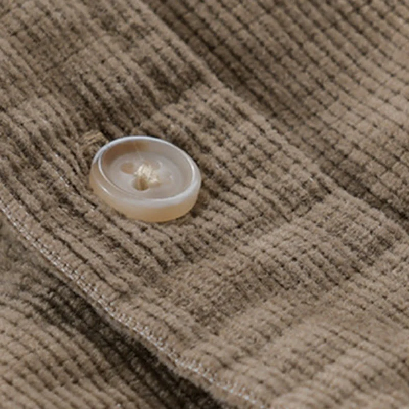 Giacca da uomo in velluto a coste casual con tasche, a maniche lunghe e tinta unita, in cotone spesso, con Buddha Stones - Image 12