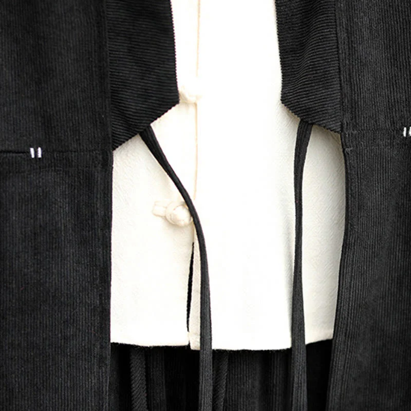 Giacca da uomo in velluto a coste di cotone con maniche lunghe, aperta sul davanti, tinta unita, motivo Buddha Stones , kimono con tasche - Image 21