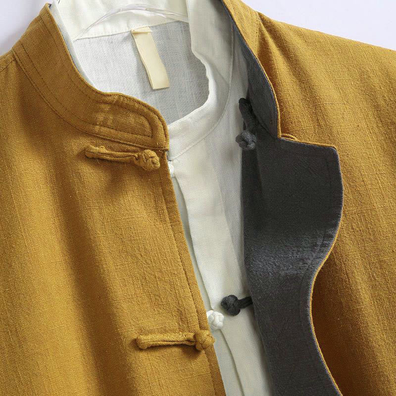 Giacca da uomo reversibile in cotone a maniche lunghe con bottoni a forma di rana, stile Buddha Stones Spring Chinese - Image 3