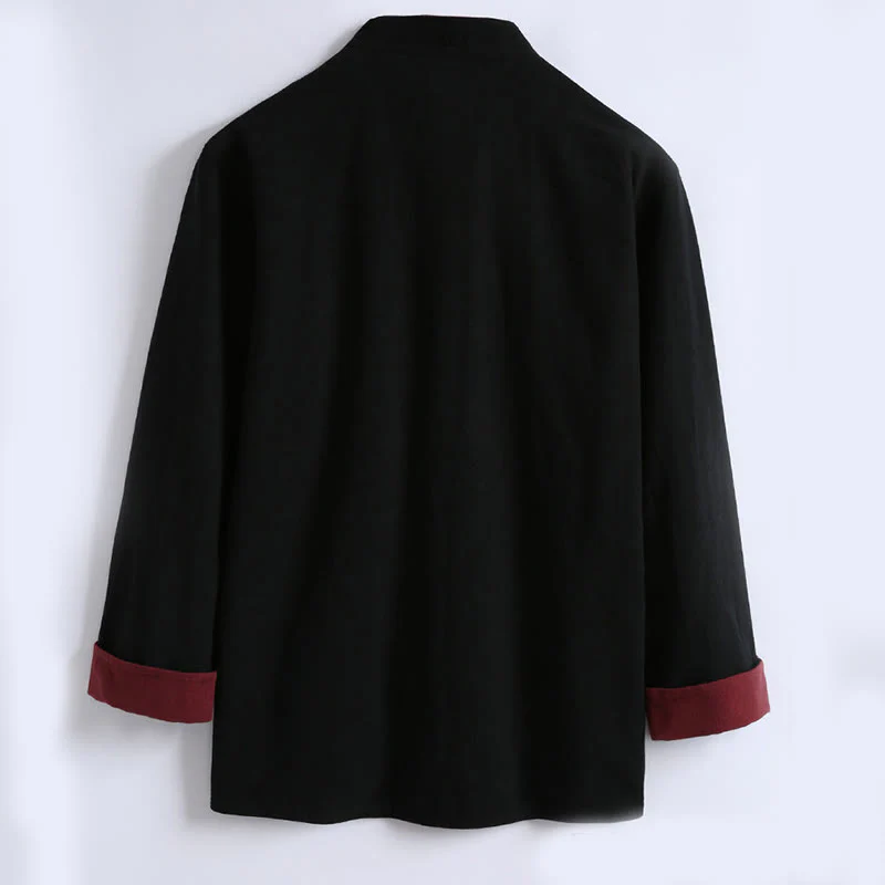 Giacca da uomo reversibile in cotone a maniche lunghe con bottoni a forma di rana, stile Buddha Stones Spring Chinese - Image 5