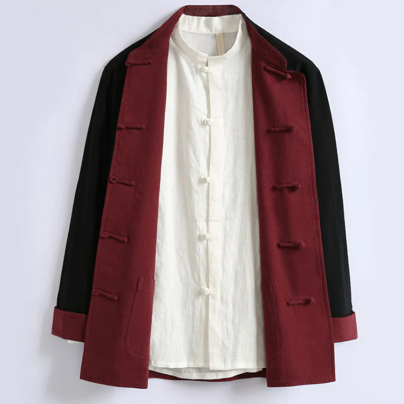 Giacca da uomo reversibile in cotone a maniche lunghe con bottoni a forma di rana, stile Buddha Stones Spring Chinese - Image 6