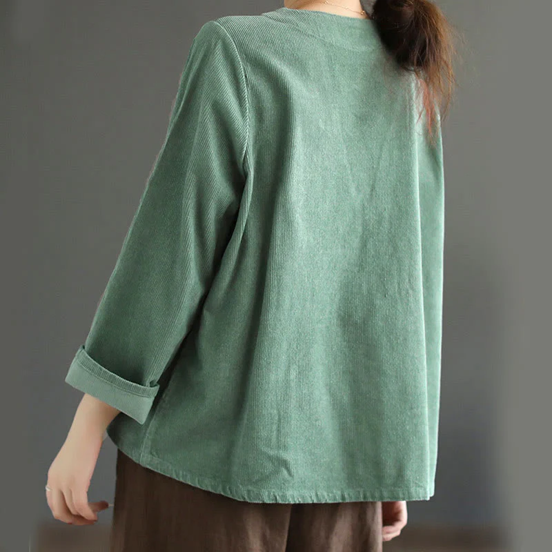 Giacca in velluto a coste con maniche lunghe in cotone e tasche da donna Buddha Stones - Image 12