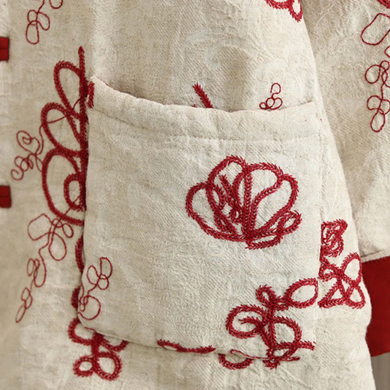 Giacca invernale da donna con maniche lunghe, colletto rialzato, bottoni a rana, imbottita in cotone con tasche , Buddha Stones - Image 4