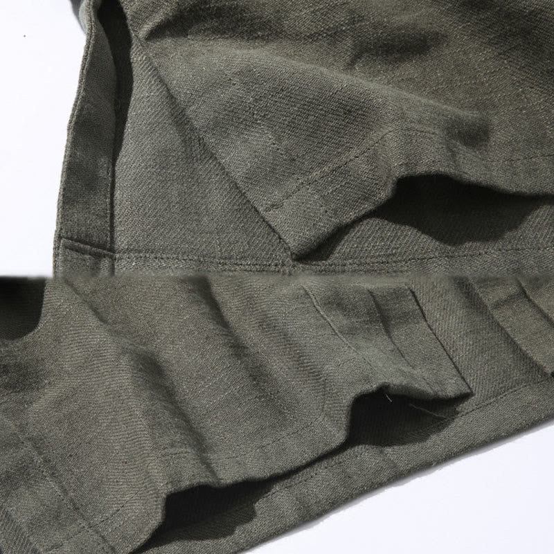 Giacca kimono da uomo a maniche lunghe in cotone e lino, con motivo semplice e aperto sul davanti, motivo Buddha Stones - Image 10
