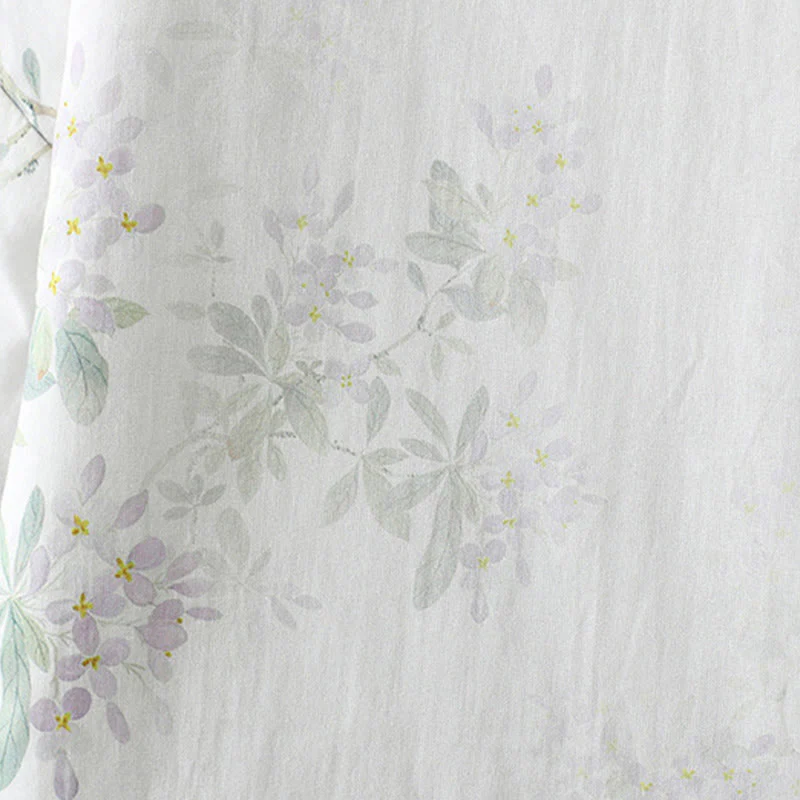 Giacca termica a maniche lunghe con bottoni a forma di rana e foglie di fiori viola da donna Buddha Stones - Image 9