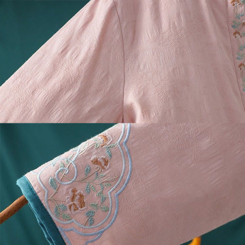 Giacca termica da donna in cotone a maniche lunghe con ricamo di fiori e bottoni a forma di rana invernale Buddha Stones - Image 16