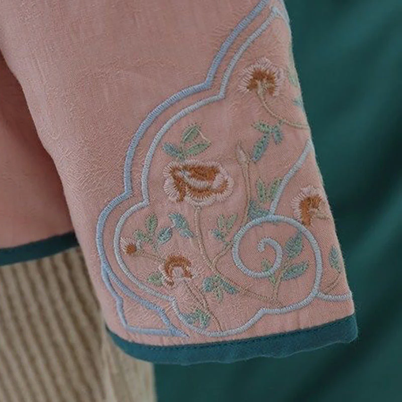 Giacca termica da donna in cotone a maniche lunghe con ricamo di fiori e bottoni a forma di rana invernale Buddha Stones - Image 17