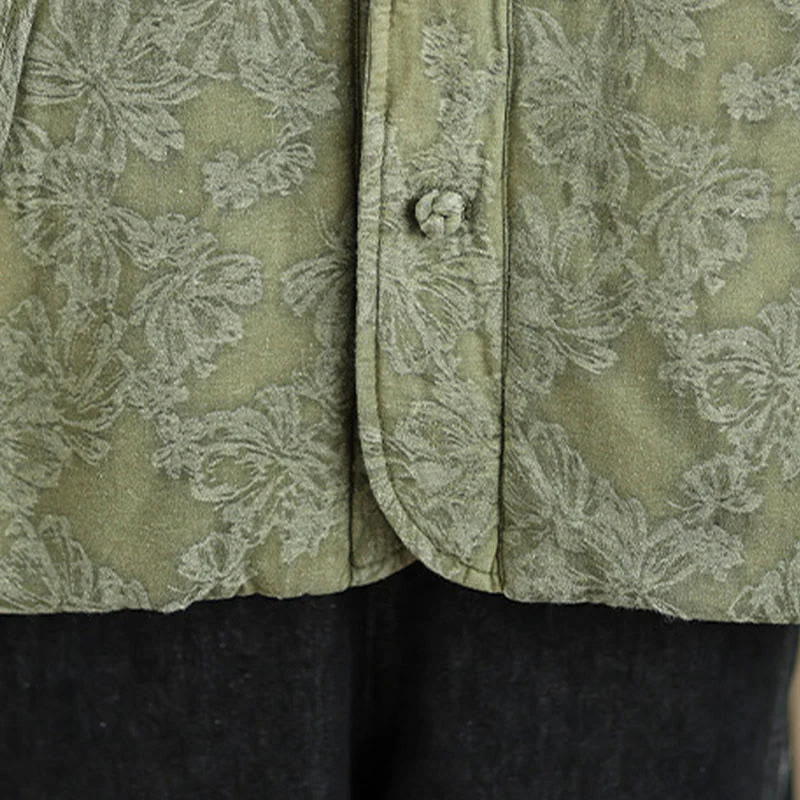 Giacca termica invernale da donna in cotone con maniche lunghe, scollo a V, bottoni a rana, jacquard Buddha Stones, con tasche - Image 12