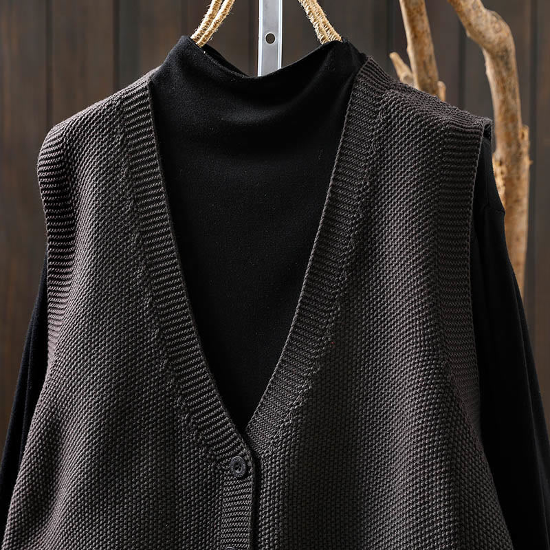 Gilet da donna in maglia di cotone senza maniche con ricamo a forma di albero di coniglio , Buddha Stones - Image 20