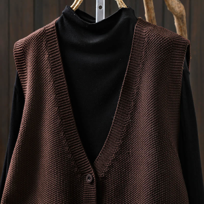 Gilet da donna in maglia di cotone senza maniche con ricamo a forma di albero di coniglio , Buddha Stones - Image 23