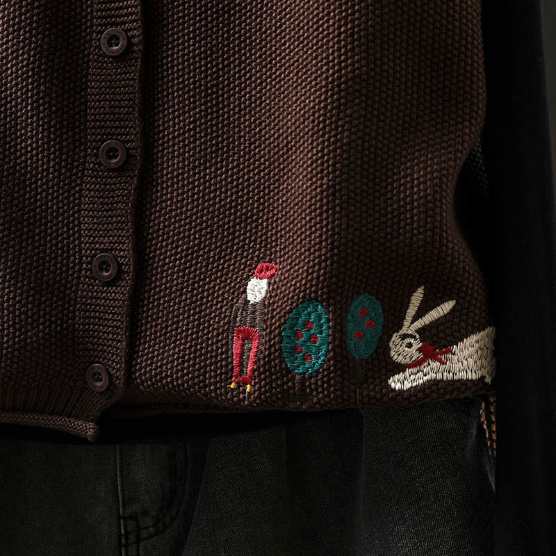 Gilet da donna in maglia di cotone senza maniche con ricamo a forma di albero di coniglio , Buddha Stones - Image 24