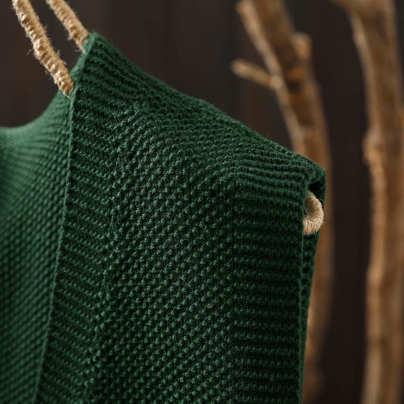 Gilet da donna in maglia di cotone senza maniche con ricamo a forma di albero di coniglio , Buddha Stones - Image 9