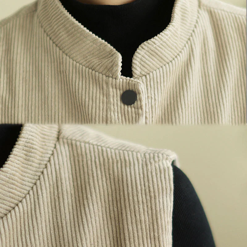 Gilet in velluto a coste di cotone Buddha Stones, senza maniche, da donna, con tasche - Image 7