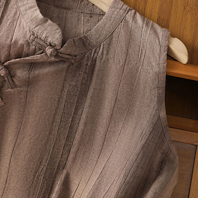 Gilet senza maniche in cotone da donna con design retrò a rana e bottoni Buddha Stones - Image 16