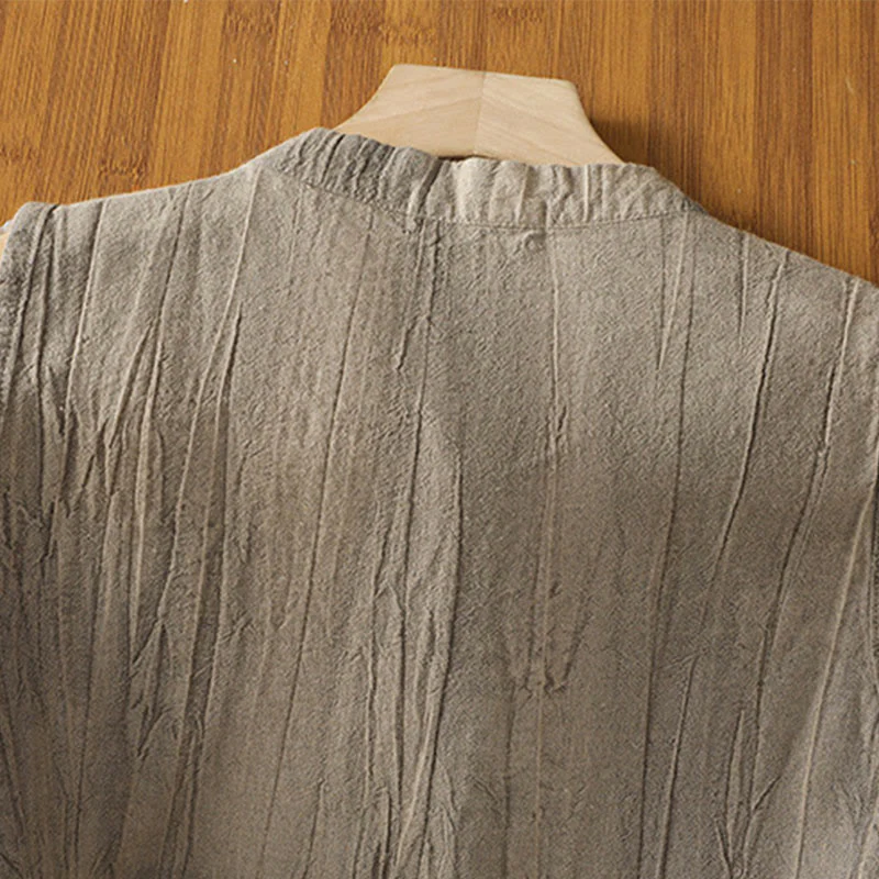 Gilet senza maniche in cotone da donna con design retrò a rana e bottoni Buddha Stones - Image 21