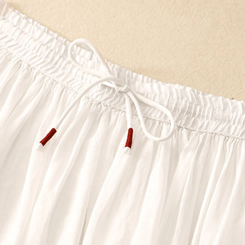 Gonna da donna con coulisse in vita elasticizzata e tinta unita, modello Buddha Stones Summer - Image 3