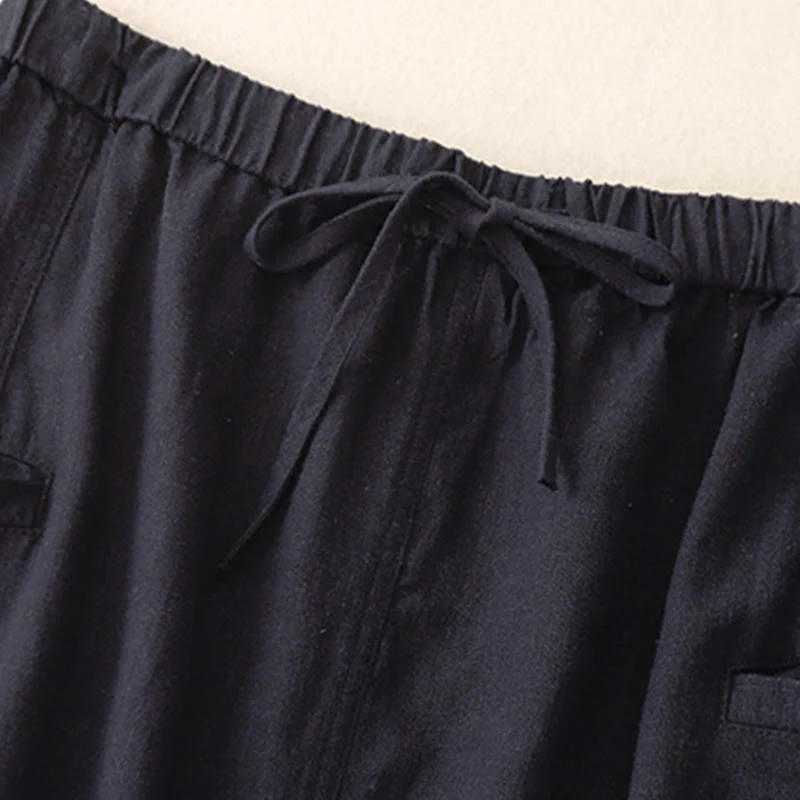 Gonna da donna in cotone con coulisse e vita elastica a trapezio, motivo Buddha Stones - Image 3