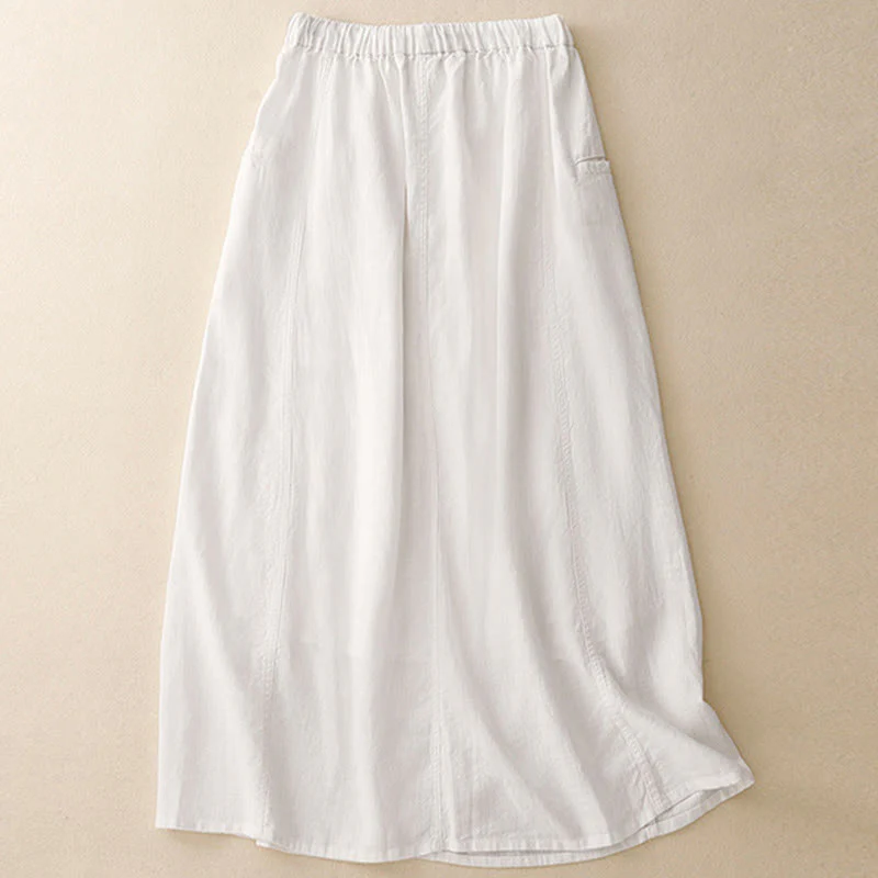 Gonna da donna in cotone con coulisse e vita elastica a trapezio, motivo Buddha Stones - Image 7