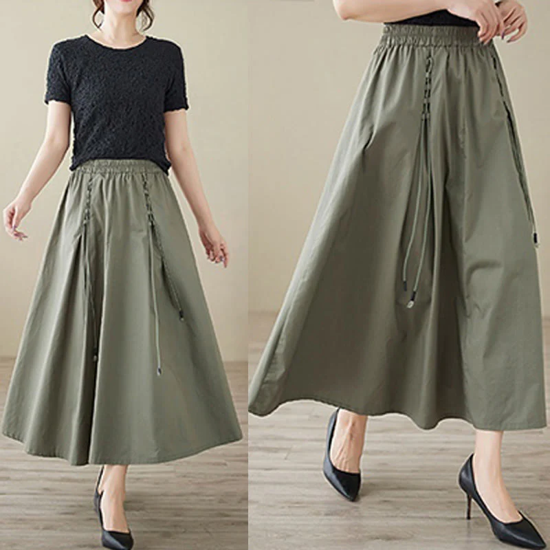 Gonna da donna in cotone con design plissettato, casual estivo, colore puro, Buddha Stones - Image 13