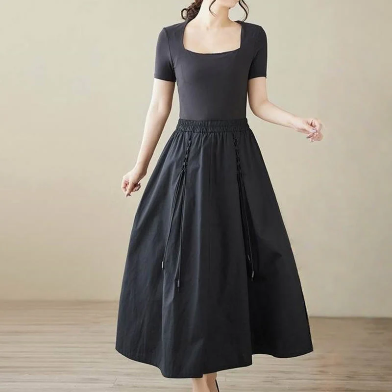 Gonna da donna in cotone con design plissettato, casual estivo, colore puro, Buddha Stones - Image 18