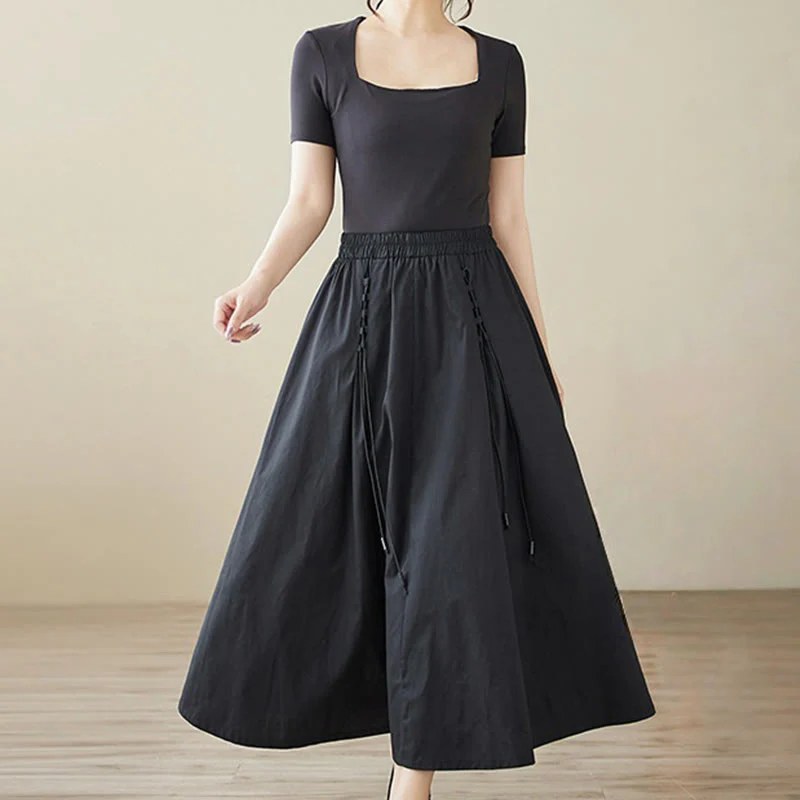 Gonna da donna in cotone con design plissettato, casual estivo, colore puro, Buddha Stones - Image 19