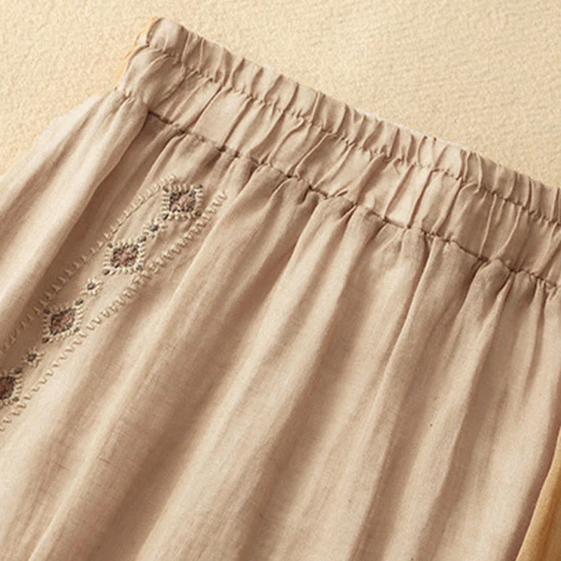 Gonna da donna in cotone e lino, lunghezza 7-8, con bottoni ricamati in stile etnico vintage Buddha Stones - Image 15