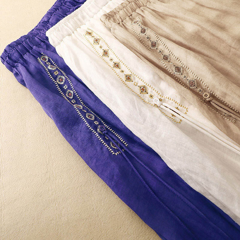 Gonna da donna in cotone e lino, lunghezza 7-8, con bottoni ricamati in stile etnico vintage Buddha Stones - Image 18