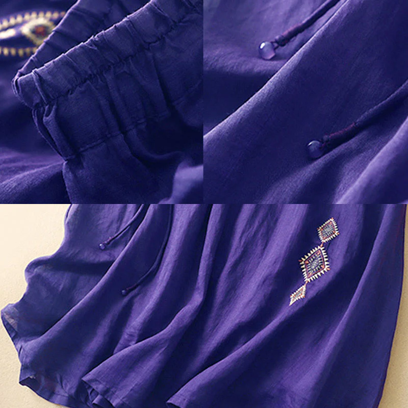 Gonna da donna in cotone e lino, lunghezza 7-8, con bottoni ricamati in stile etnico vintage Buddha Stones - Image 3
