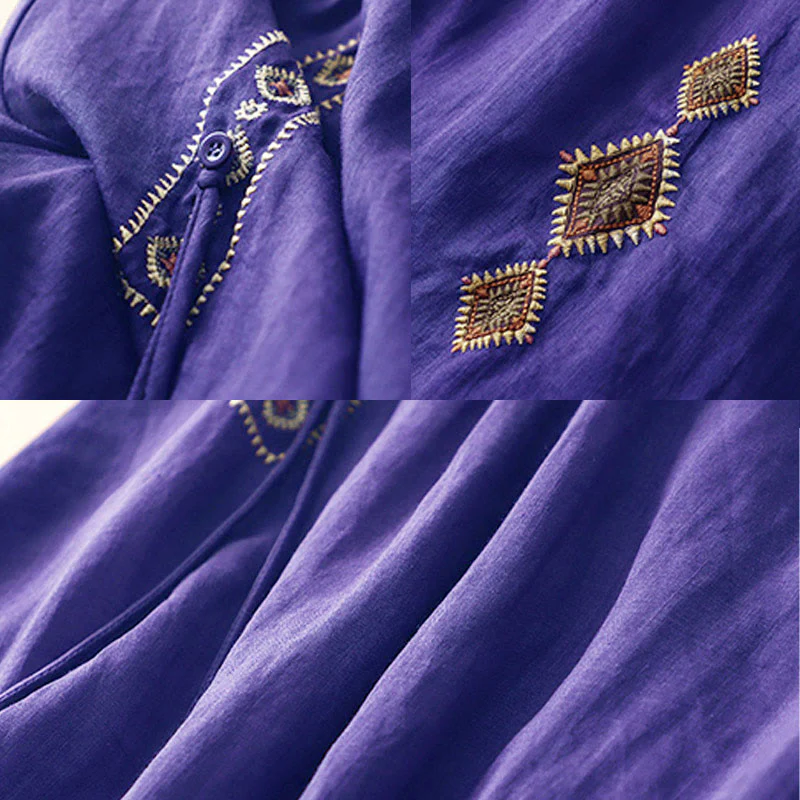 Gonna da donna in cotone e lino, lunghezza 7-8, con bottoni ricamati in stile etnico vintage Buddha Stones - Image 4