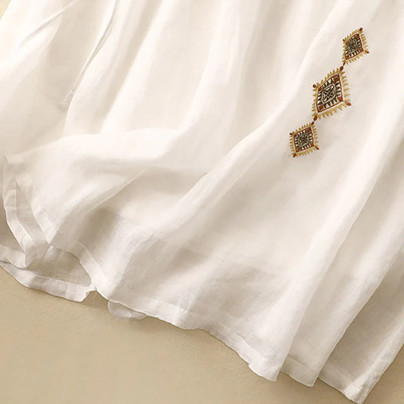Gonna da donna in cotone e lino, lunghezza 7-8, con bottoni ricamati in stile etnico vintage Buddha Stones - Image 8