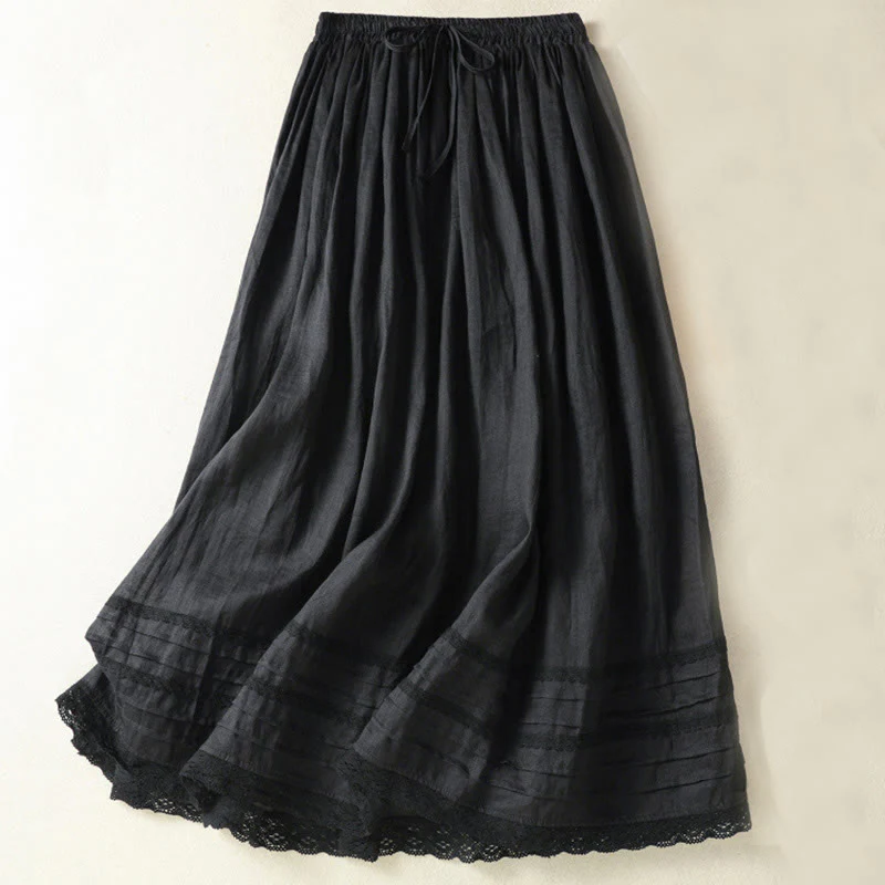 Gonna da donna in cotone e lino, lunghezza 7-8, con coulisse, in pizzo e Buddha Stones, modello patchwork estivo - Image 20
