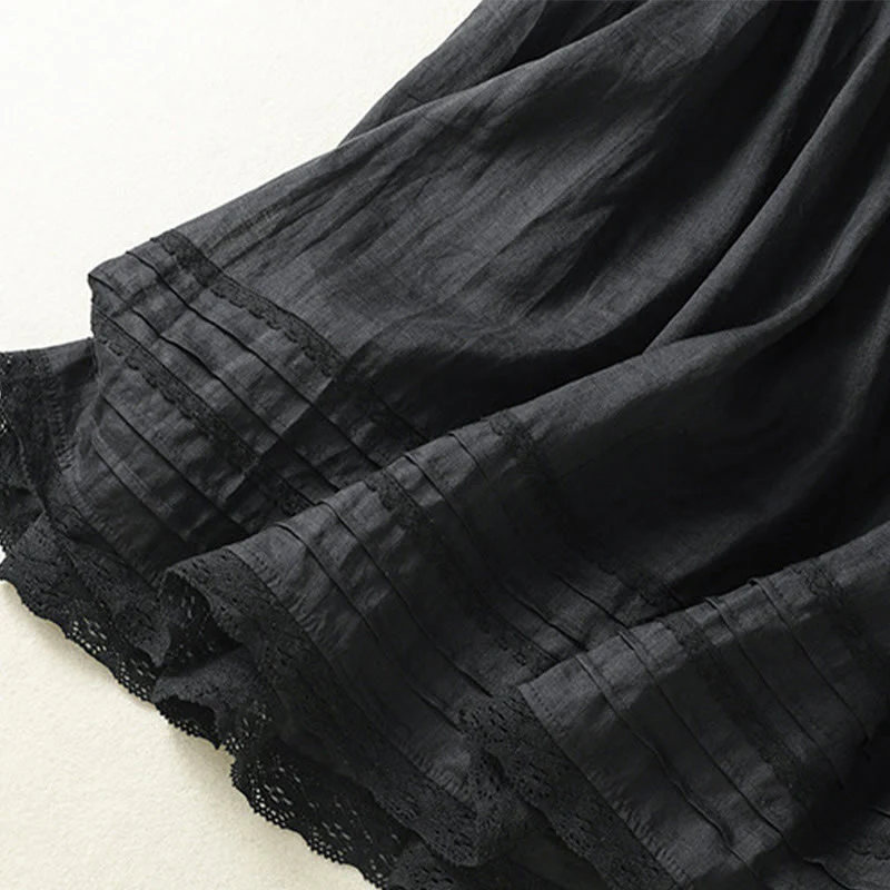 Gonna da donna in cotone e lino, lunghezza 7-8, con coulisse, in pizzo e Buddha Stones, modello patchwork estivo - Image 26