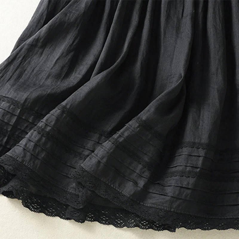 Gonna da donna in cotone e lino, lunghezza 7-8, con coulisse, in pizzo e Buddha Stones, modello patchwork estivo - Image 27