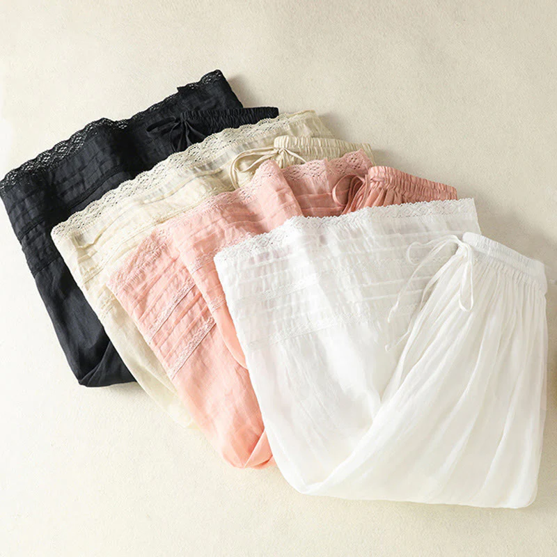 Gonna da donna in cotone e lino, lunghezza 7-8, con coulisse, in pizzo e Buddha Stones, modello patchwork estivo - Image 37