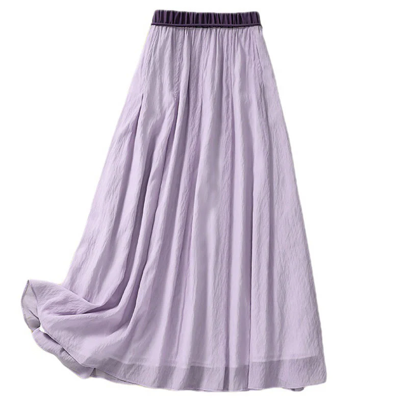 Gonna da donna in cotone e lino, lunghezza 7-8, con lacci, casual e a pieghe, in contrasto di colore, Buddha Stones - Image 23