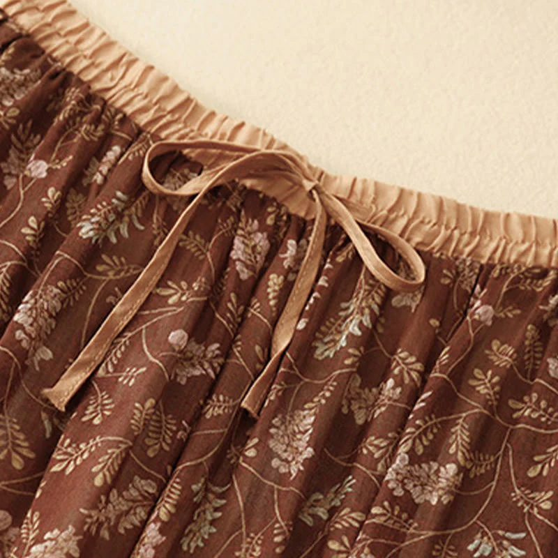 Gonna da donna in lino e cotone con tasche, a trapezio, floreale, con elastico in vita e motivo Buddha Stones - Image 4