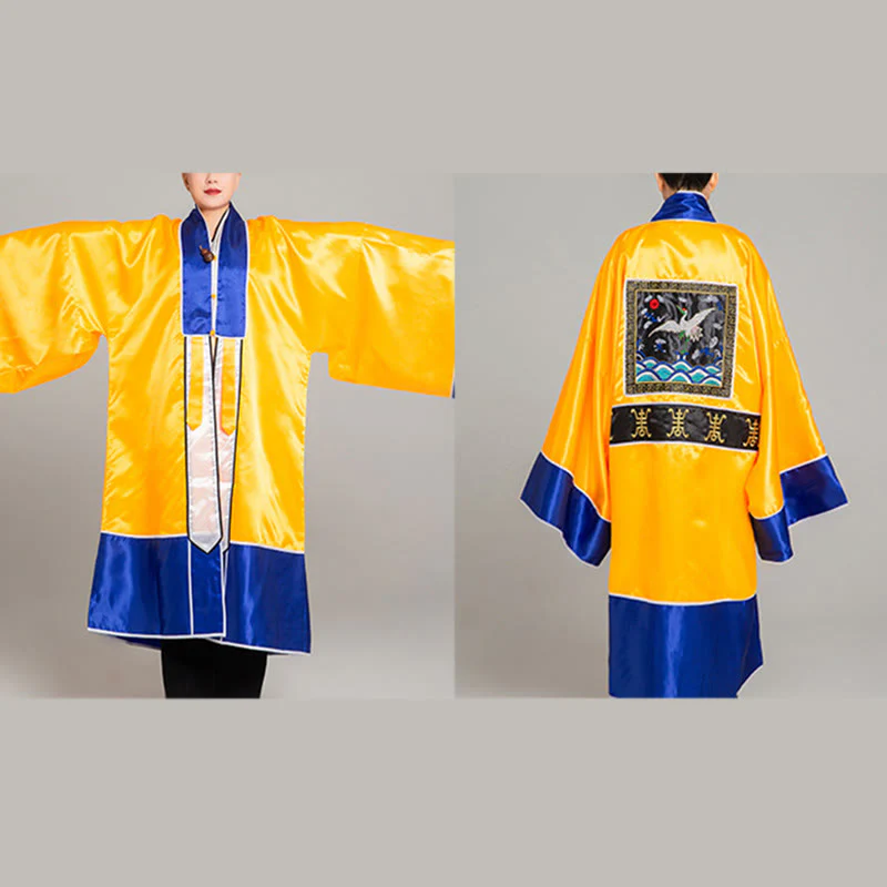 Kimono unisex con maniche lunghe e larghe, ricamo a gru Wudang, motivo Buddha Stones, per cerimonia Qigong Tai Chi. - Image 12