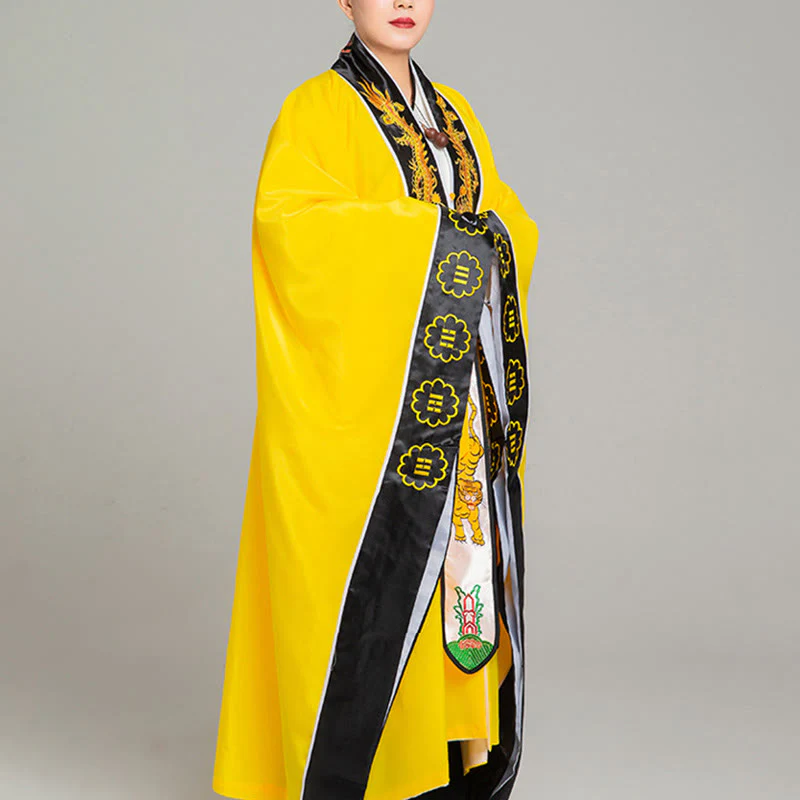 Kimono unisex con maniche lunghe e larghe, ricamo Wudang con Buddha Stones , drago e tigre, per cerimonia di Qigong - Image 8